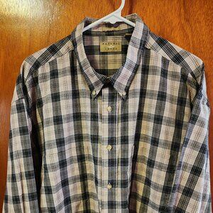 Men's 2XL Natural Issue Tan/Black Plaid Long Sleeve Button Down Shirt